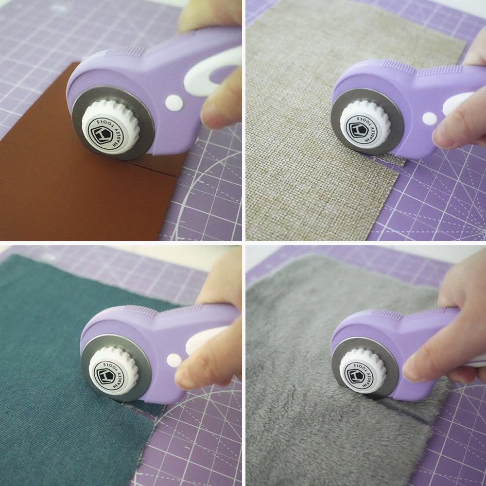 Headley Tools 45mm Rotary Cutter for Fabric, Ergonomic Handle Rolling Cutter wit