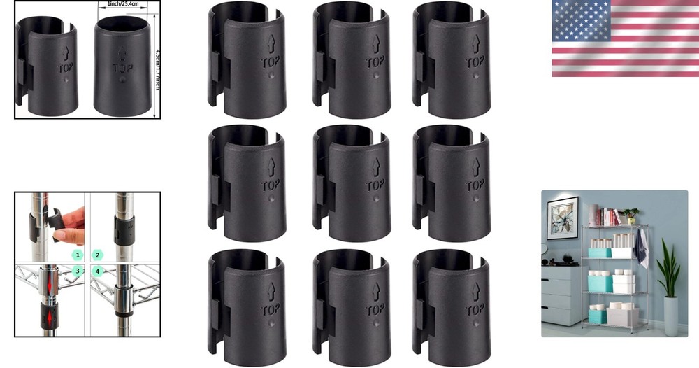 18-Pack Black Wire Shelf Lock Clips for 1" Shelving – Durable & Secure