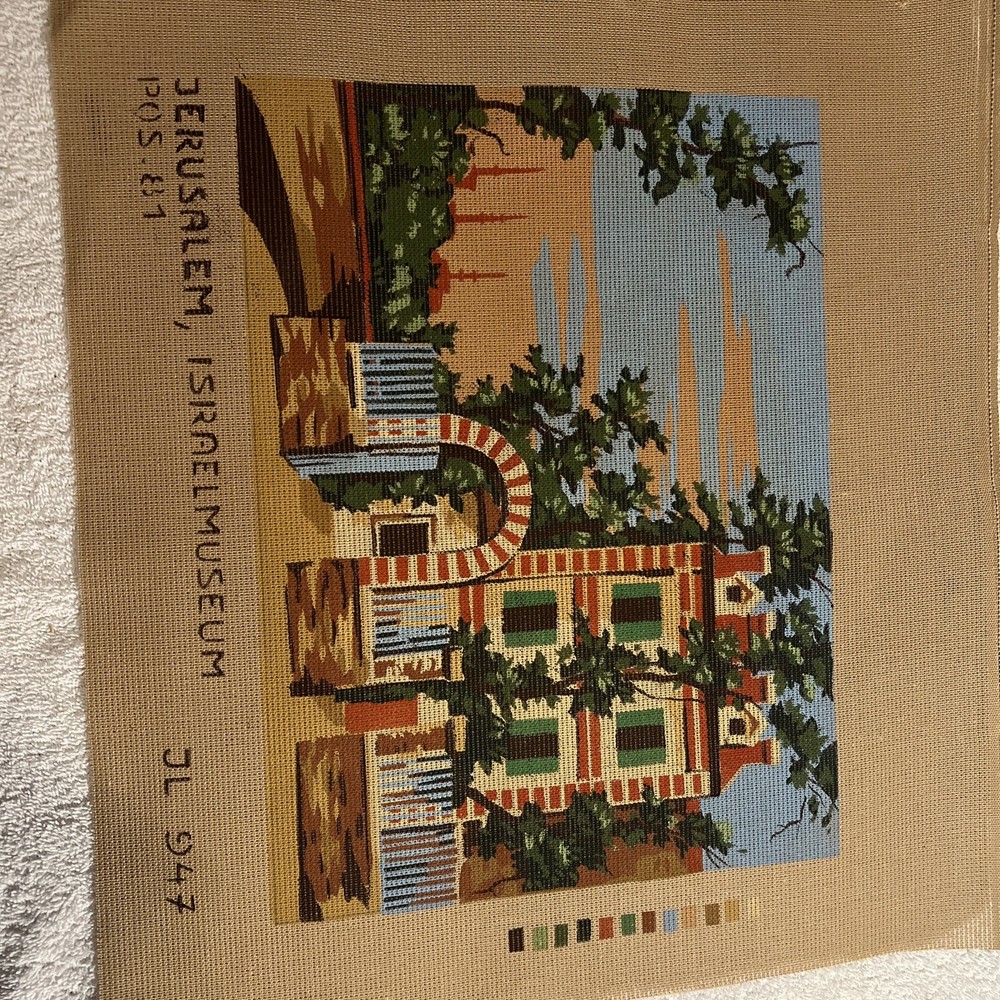 needlepoint canvas handpainted vintage