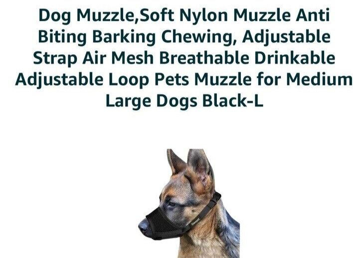 Soft Dog Muzzle, Adjustable Padded Nylon Muzzle for Large Medium Dogs Anti Ch...