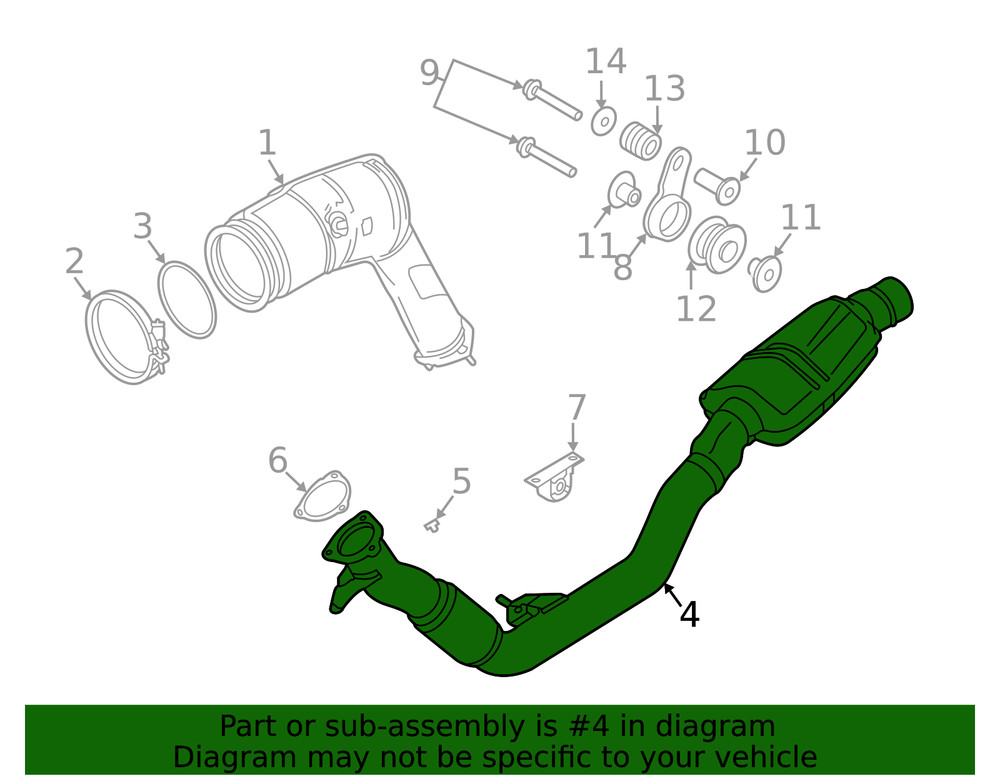 Genuine Audi Front Muffler 4M0-253-350-BN