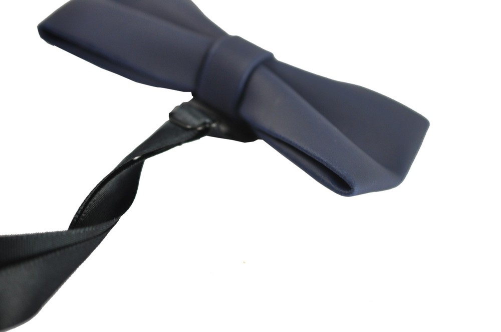 New Men Navy Deep Blue Classical PVC Solid Shining Leather Bow Tie Wedding Party
