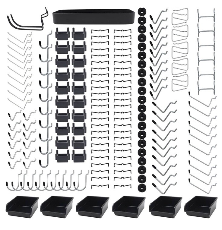 256 PCS Pegboard Hooks / Accessories - Assortment Of Bins + Hooks