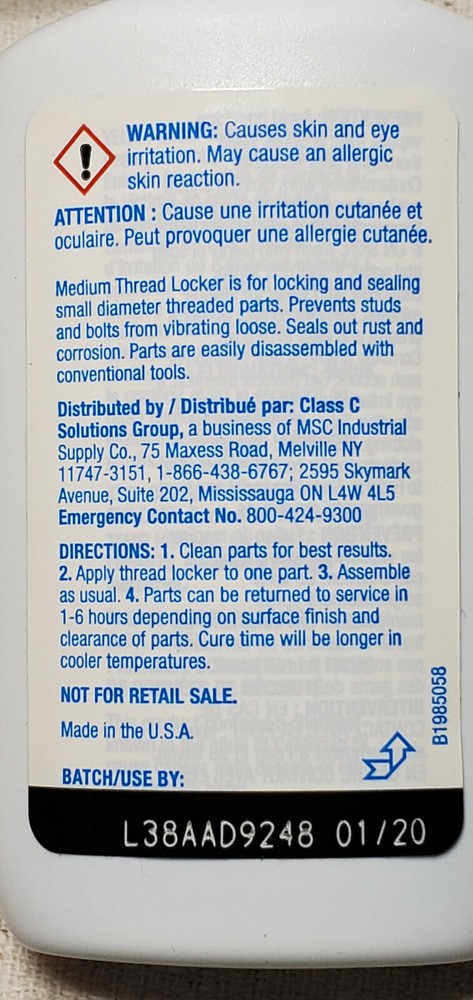 NEW PRO SOURCE 22004 MEDIUM STRENGTH THREADLOCKER 35ml