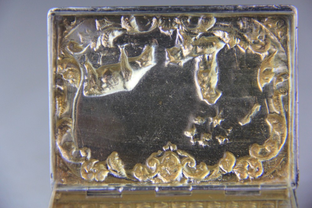 Antique German Hanau 800 Silver Rectangular Hinged Box w/ Embossed Farming Scene