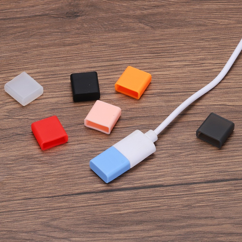 60pcs USB 2.0 Port Cap Cover Silicone Protector for USB Data Cable, Clear Black