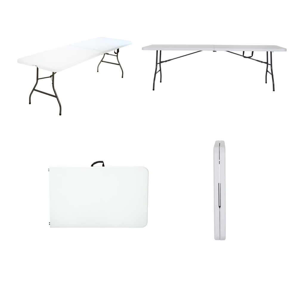 Cosco 8 Foot Centerfold Folding Table, White, Sturdy Frame, Durable Construction