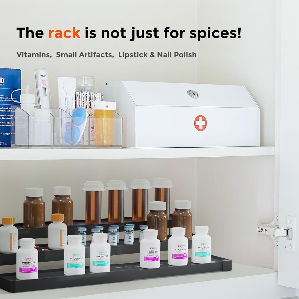 Expandable Spice Rack Organizer - 3 Tier Adjustable Spice Organizer for Cabin...
