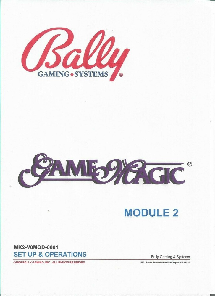 BALLY Slot Machine "GAME MAGIC MANUAL" on CD in PDF Format... New