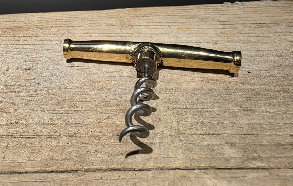 Vintage Style Brass & Iron Corkscrew Engraved