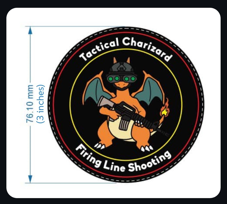 Tactical Charizard Hook & Loop Patch For Tactical Bags, Etc