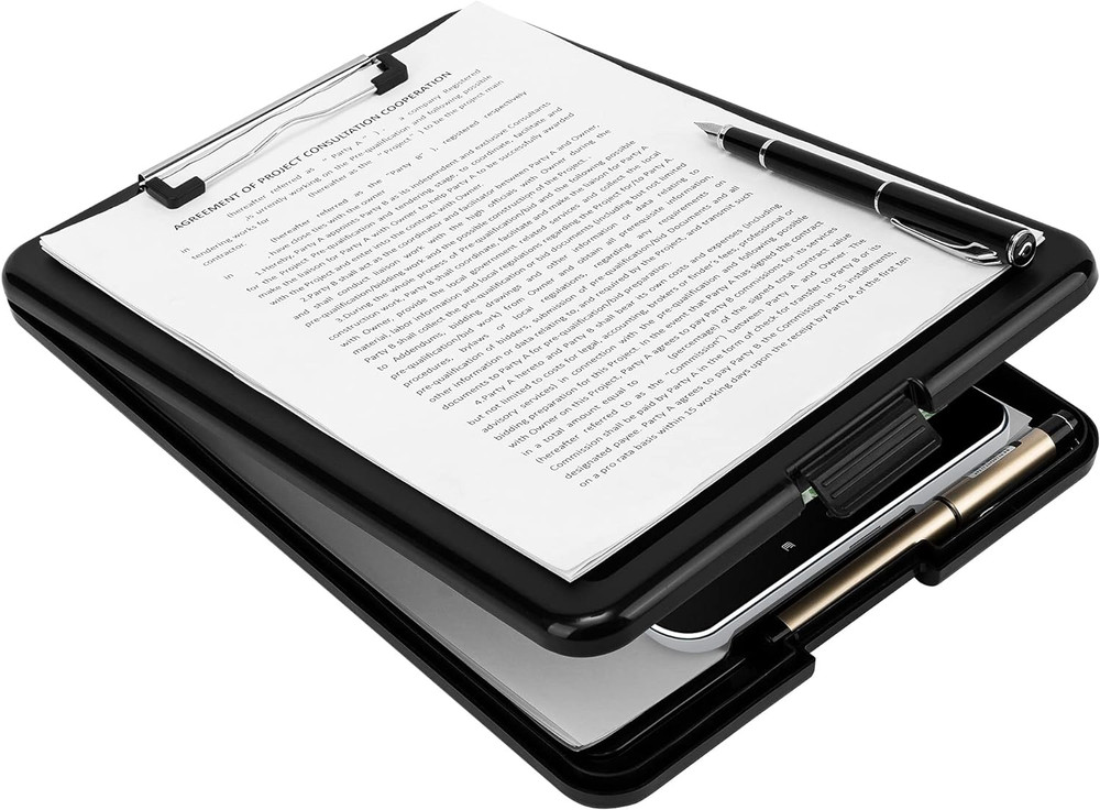 Plastic Storage Clipboard,Black, 2-Pack
