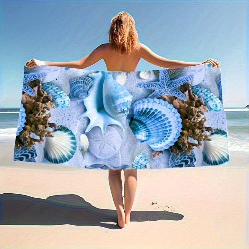 Soft 1pc Beach Towel Absorbent Lightweight Quick-Drying Tropical Ocean Pattern ❀