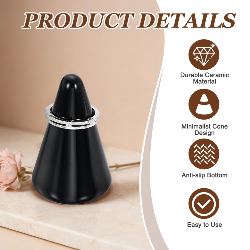 5Pcs Ceramic Ring Holder Tower for Jewelry Storage, Black