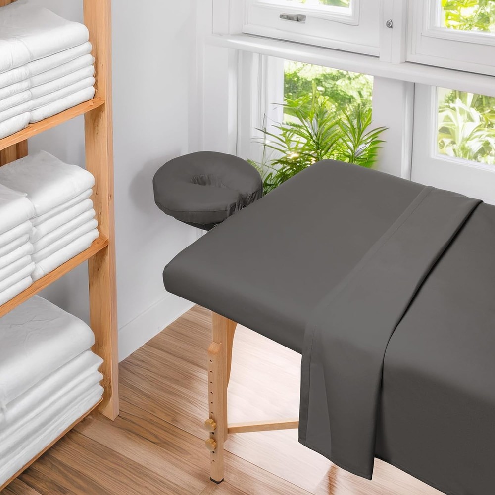 Gray Massage Table Sheet Set - Breathable Microfiber 3-Piece Collection
