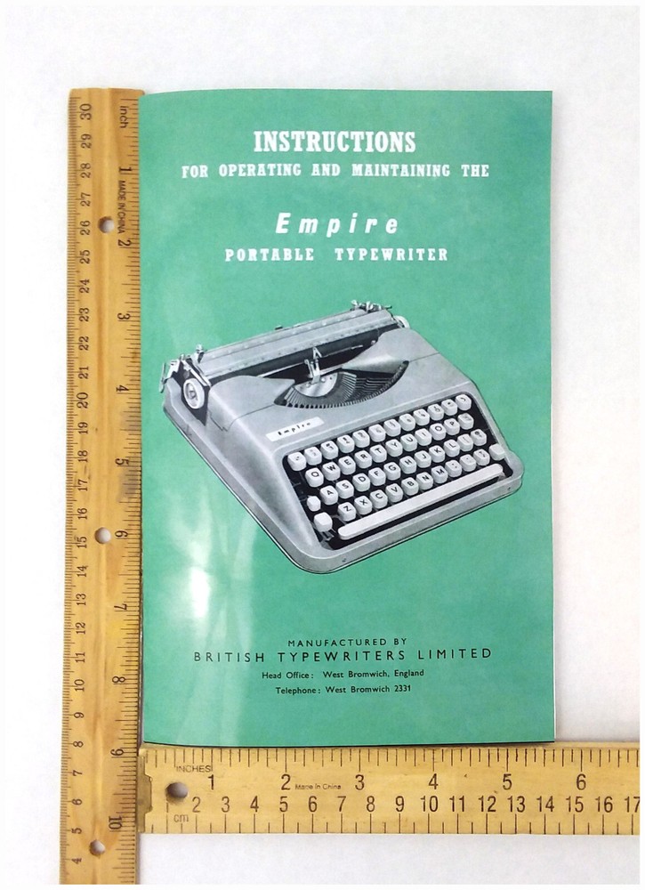 Empire Aristocrat Typewriter Owner's User Instruction Manual Directions