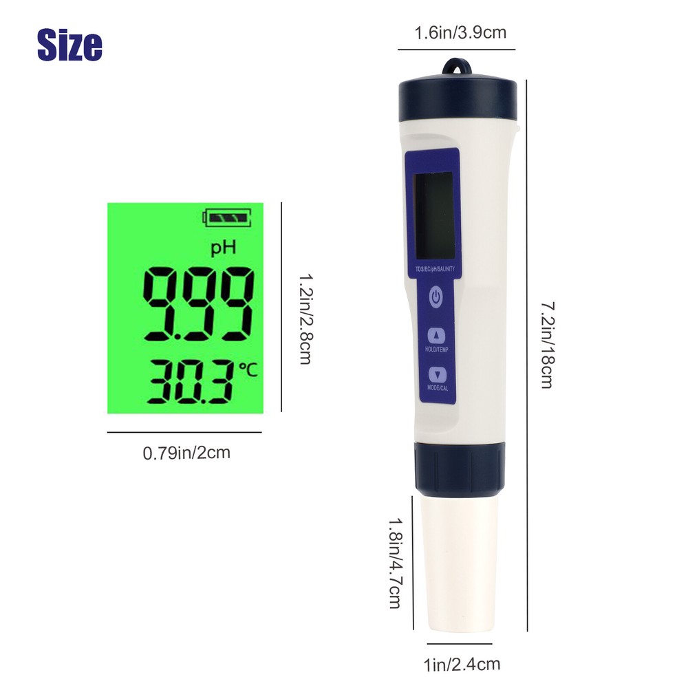 5in1 LCD Digital PH/TDS/EC/Salinity/Temperature Water Quality Meter Tester Tool