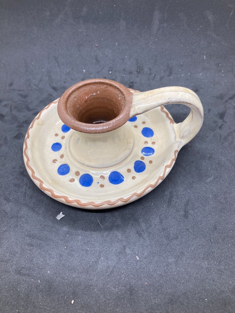 Redware Studio Art Pottery Chamber Taper Candle Holder