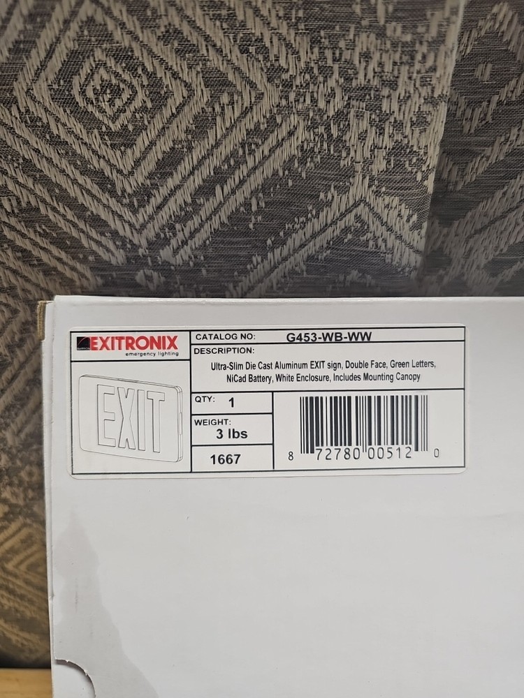 EXITRONIX Green Exit Sign + Mounting Plate Die Cast Aluminum G453-WB-WW (E9)