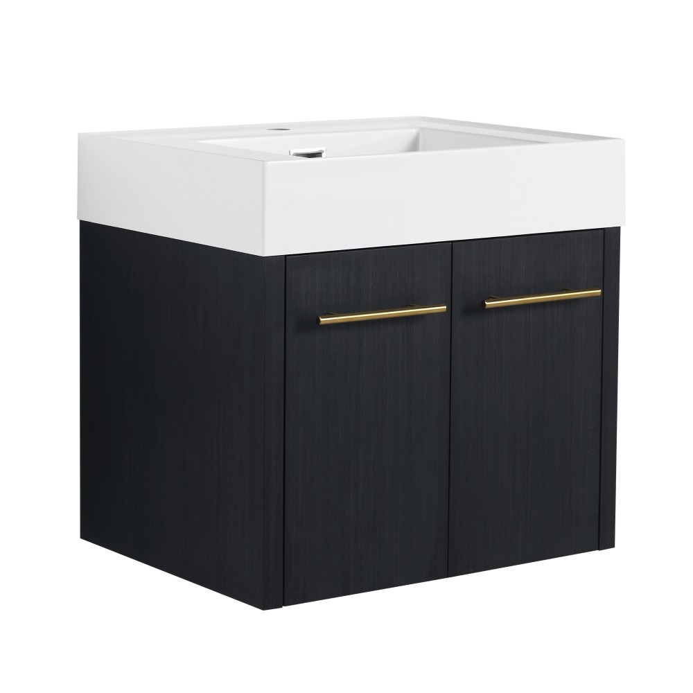 24" Modern Wall Mount Bathroom Vanity with Resin Sink, Fully Assembled