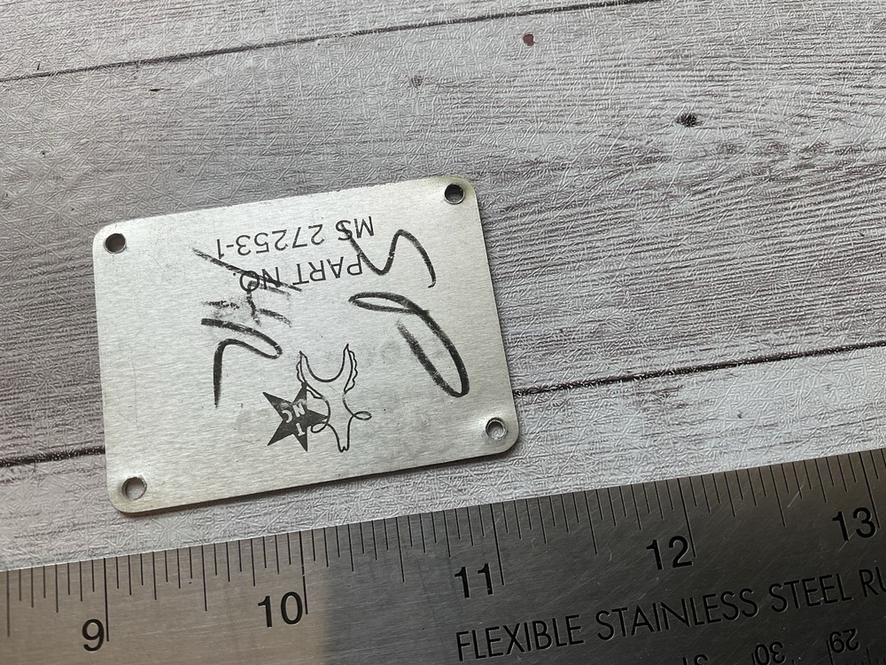 ORIGINAL VINTAGE BOEING 747 #57 MODIFICATION DATA SPEC NAME PLATE