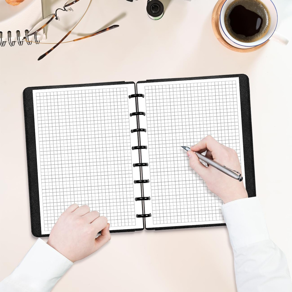 A5 TUL Discbound Grid Refill Paper, 8-Disc Discbound Graph Paper, 100Sheets