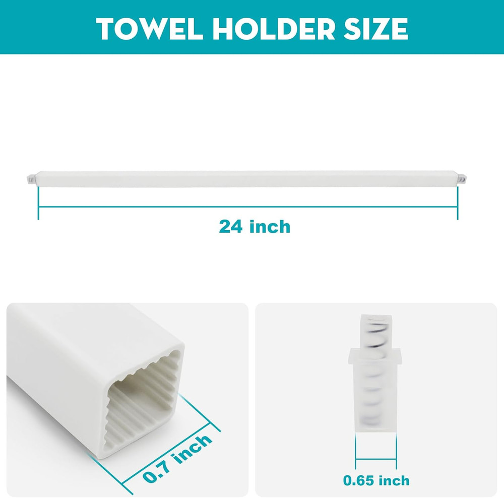24" Adjustable Bathroom Towel Bar Replacement Rod for Ceramic Holder Spring Load