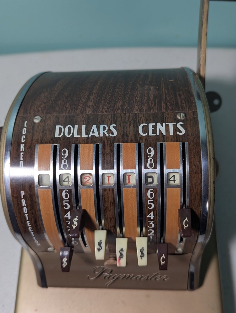 Paymaster Check Writer Machine Series S-1000 With Key Vintage