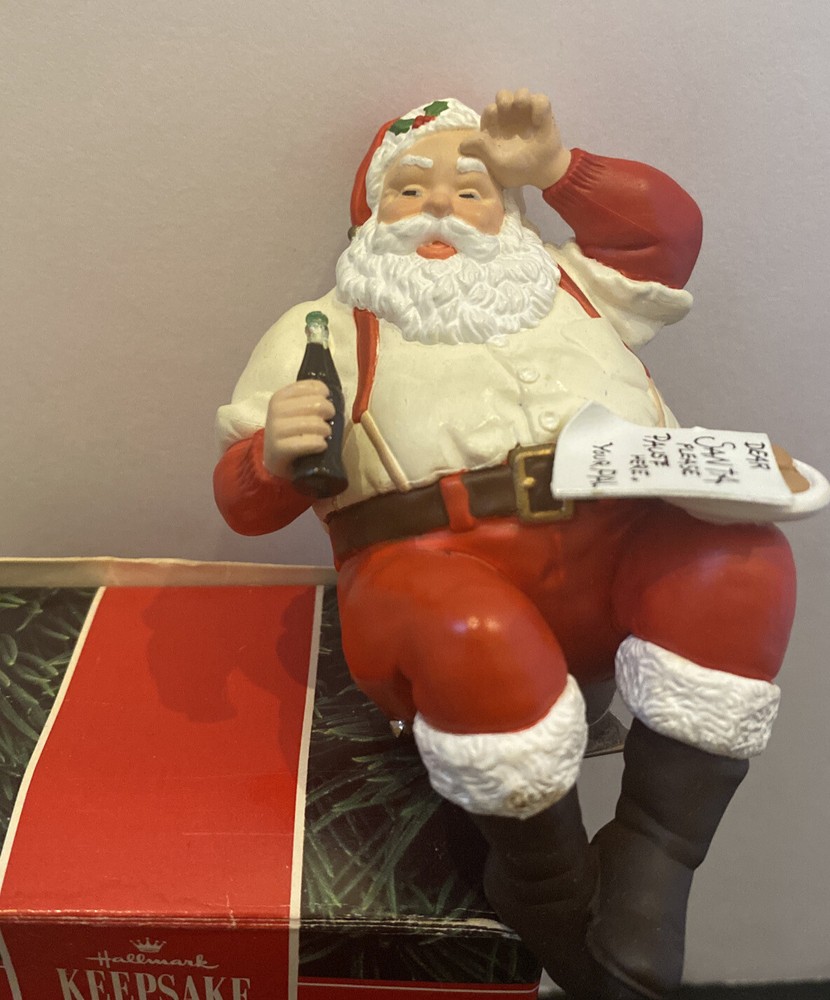 1992 Hallmark Keepsake Please Pause Here Coca-Cola Santa Ornament w/ Box