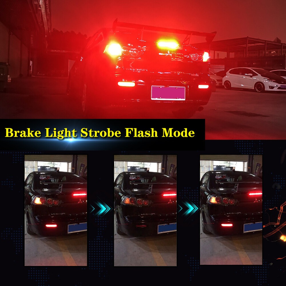 For Mitsubishi Lancer Evo Rear Bumper Reflector Tail Brake LED w/Turn Signal Kit