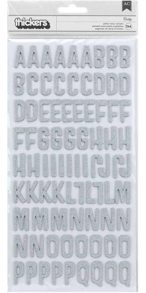 Thickers Pow! Glitter Stickers 6"X11" Sheets 2/Pkg-Cecily - Silver - 3 Pack