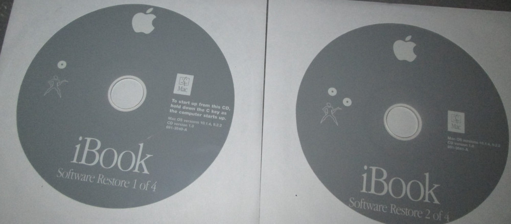 Apple iBook Software Restore Application Mac OS Discs 7 Vintage