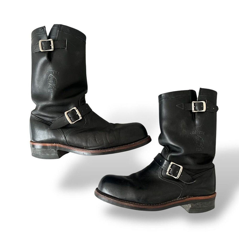 Chippewa Boots 27899 Leather Black Engineer Boots Size 10E