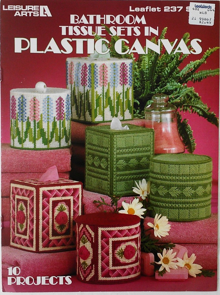 Leisure Arts Bathroom Tissue Sets Carole Rodgers Plastic Canvas Pattern