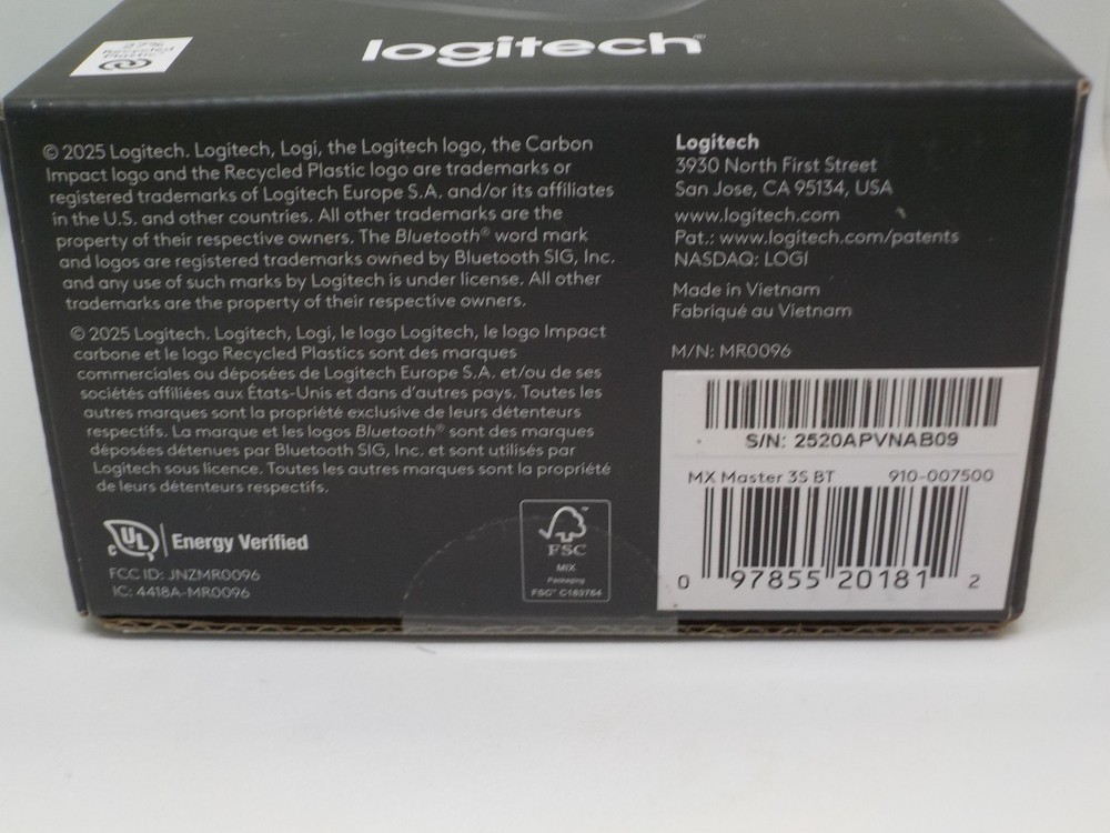 New Logitech MX Master 3S Bluetooth Edition Wireless Mouse, No USB Receiver