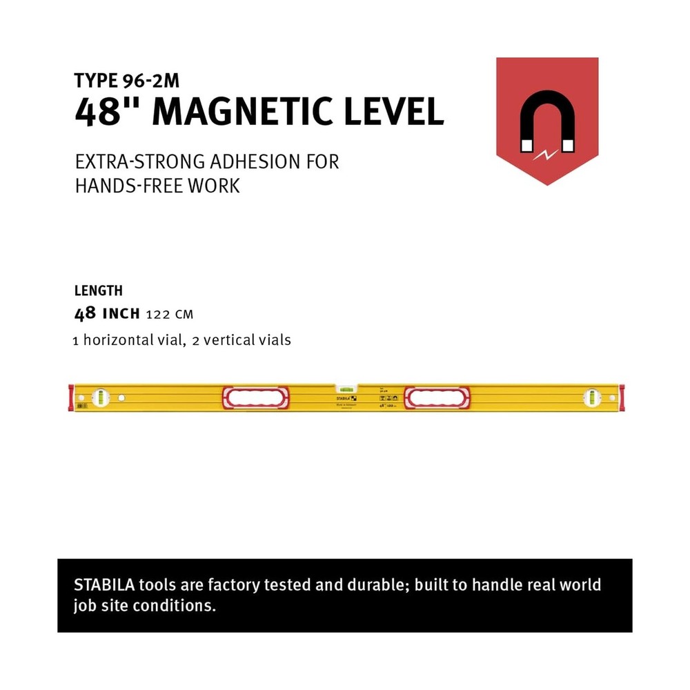 STABILA Type 96M Magnetic Level, 48 Inch 48 in