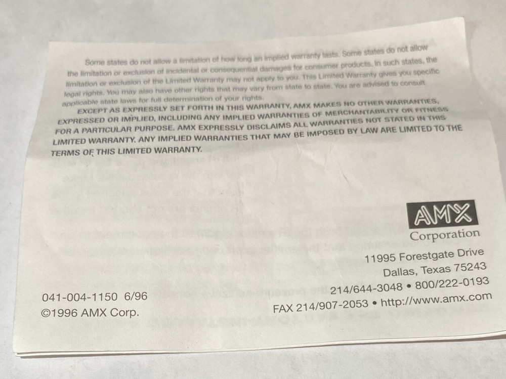 AMX CC-IRC NetLinx IR Emitter Cable