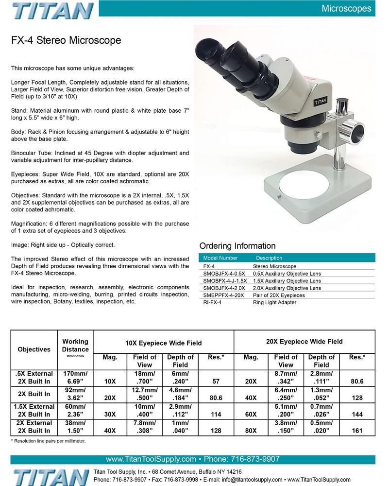 Titan FX-4 Wide Field Stereo Microscope