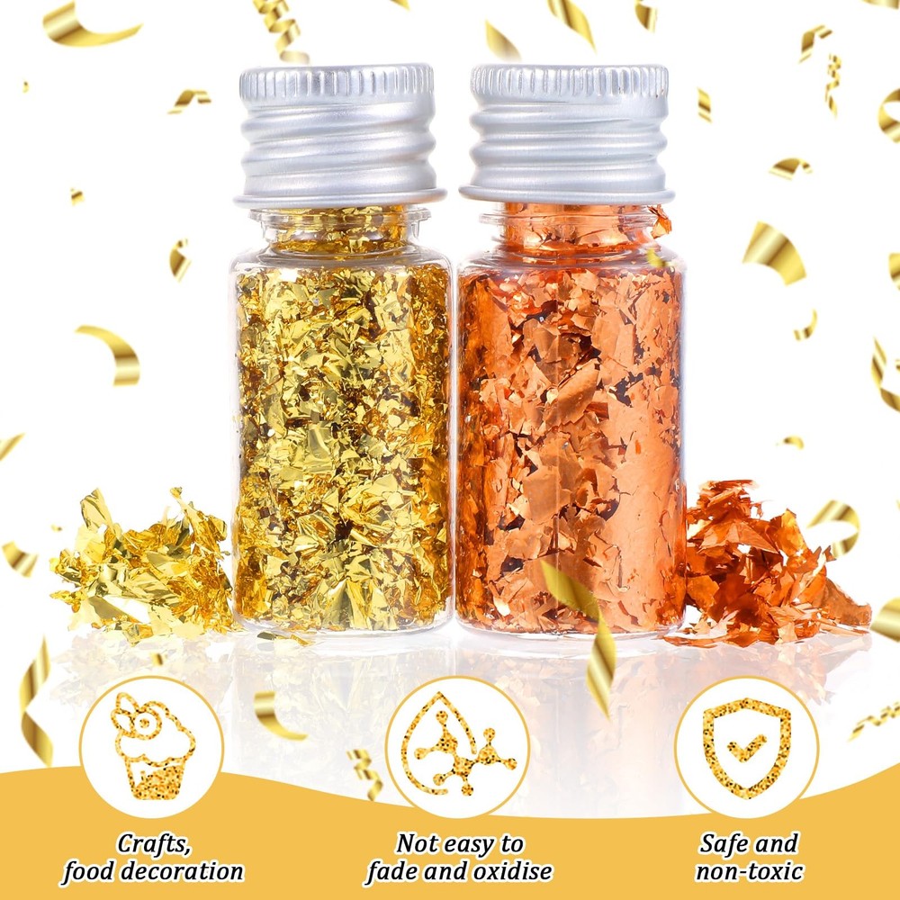 6Pcs Decorative Gold Leaf, Multifunction Flakes Cake Decoration Baking...