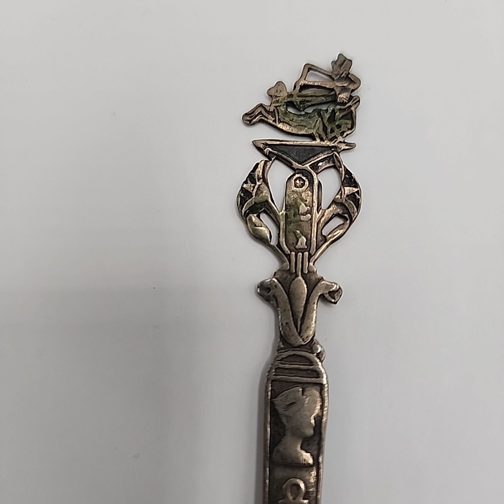 Vintage Exquisite Silver Souvenir Spoon Egypt 4 3/4”