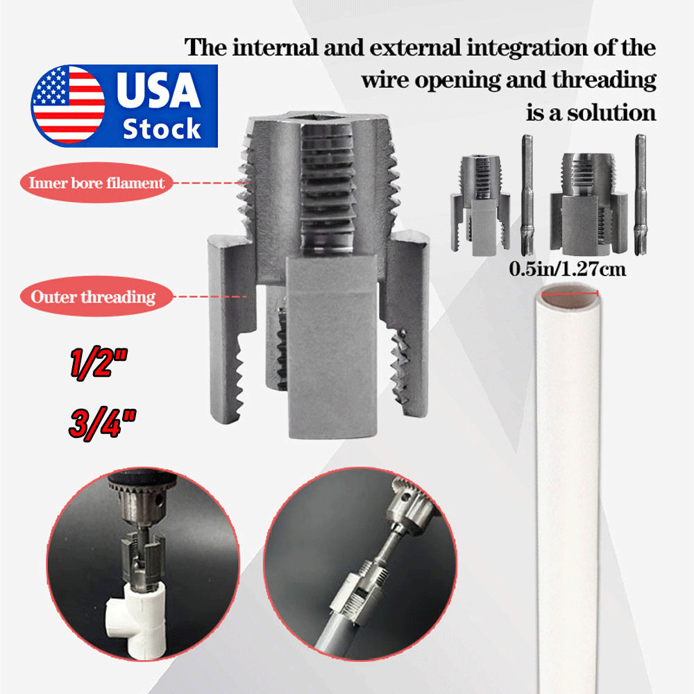 1/2" Integrated Internal & External Pipe ThreadingTool, PVC Pipe -Threader KiTL