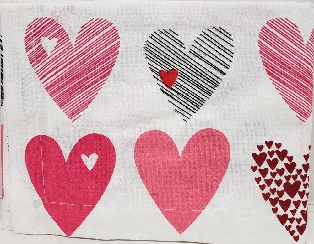 1 Fabric Printed Table Runner (14"x72") LOVE, MULTICOLOR HEARTS COLLAGE, DII