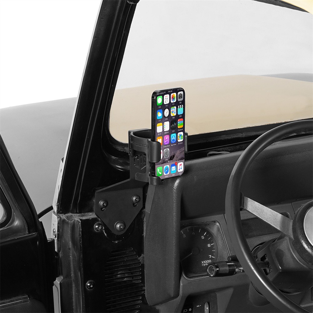 Fit 87-95 Jeep Wrangler YJ Multi-Function Drink Cup Holder Phone Mount Bracket