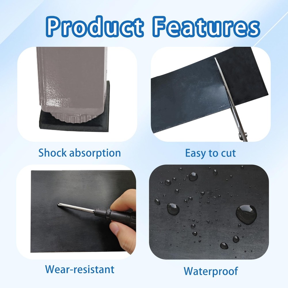 Black Solid Rubber Strip, 1/8 (.125)" Thick X 2" Wide X 10'Long, Solid Flat R...
