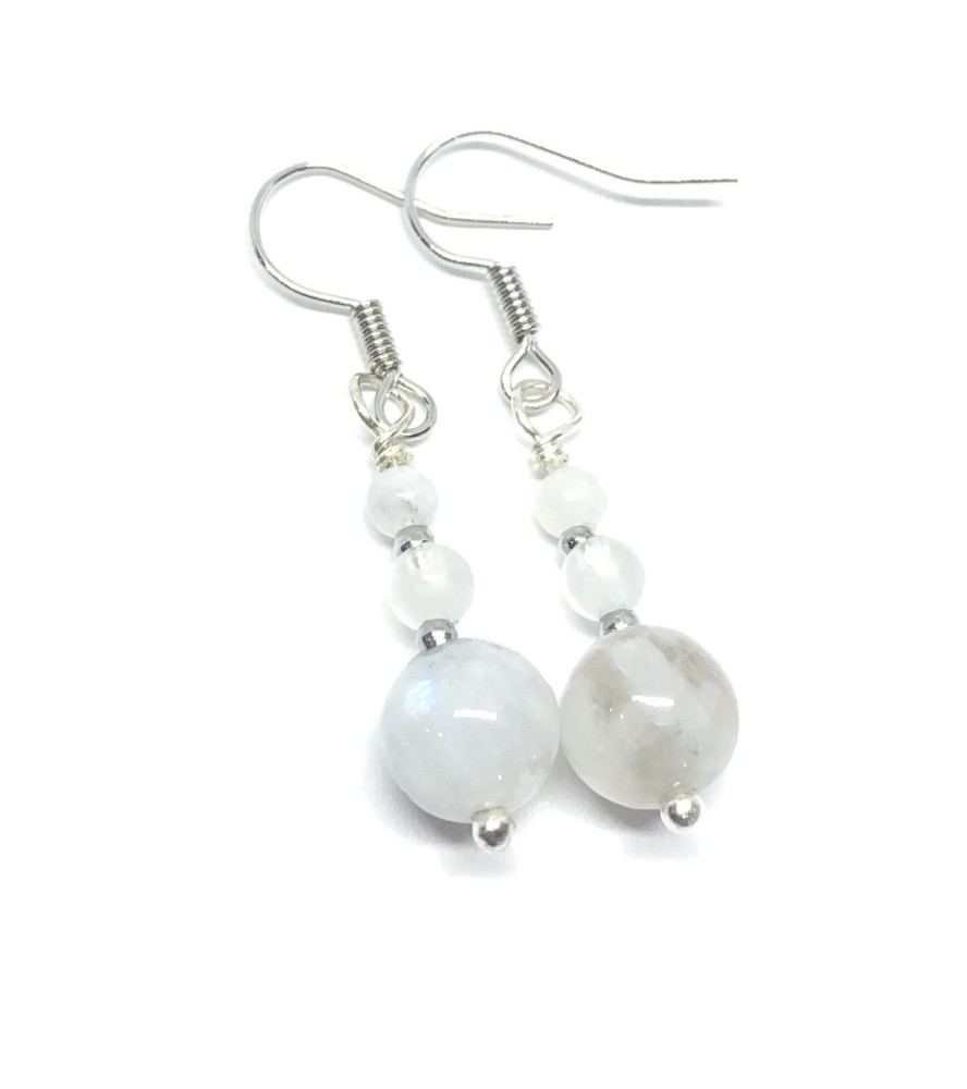 Blue Moonstone Genuine Stone Handmade Earrings