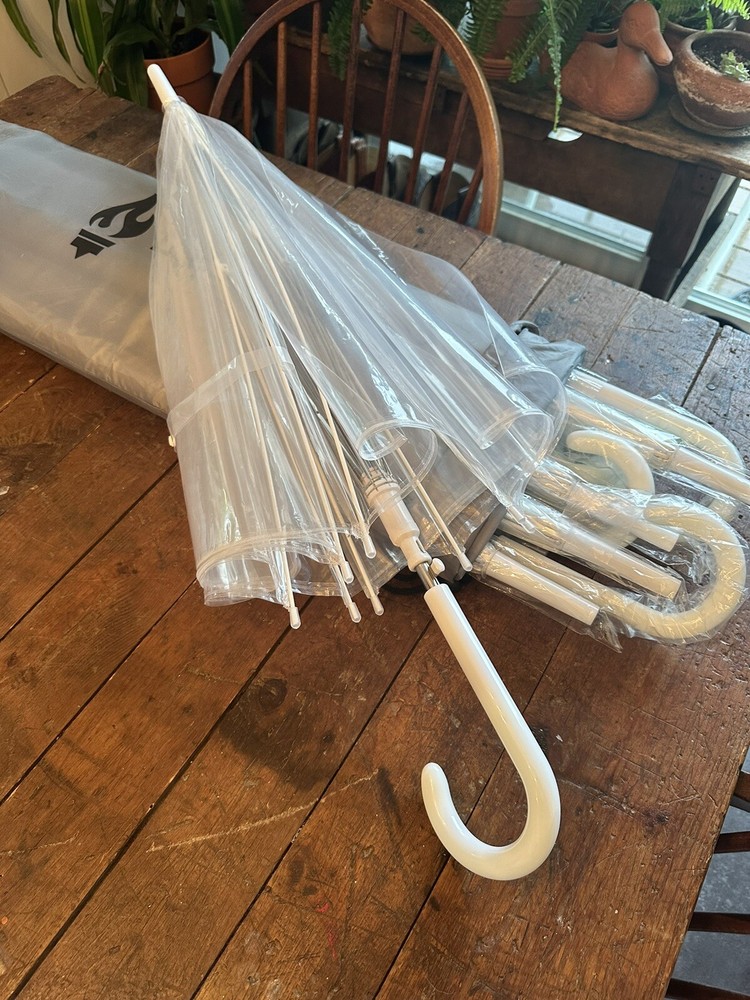 12 Pack Wedding Style Stick Umbrellas Large Canopy Windproof Auto Open J Hook