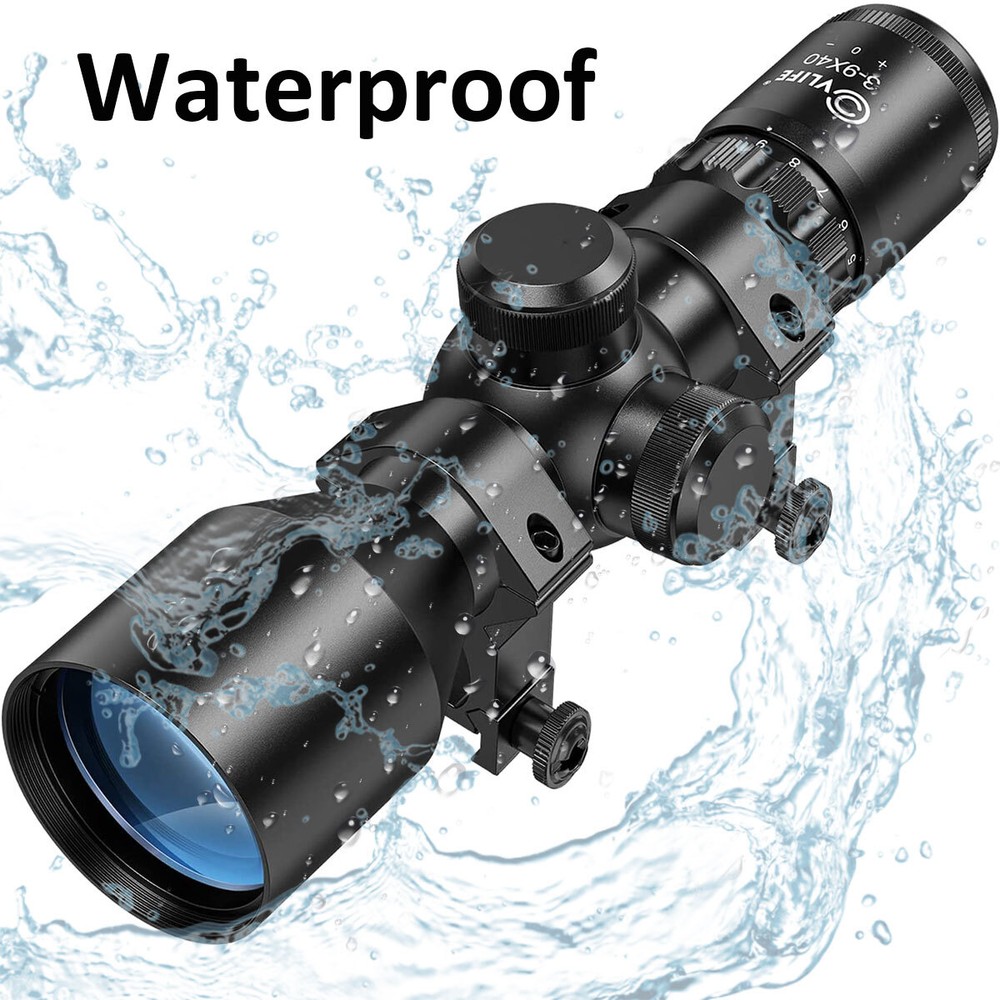 CVLIFE 3-9x40 Compact Rifle Scope Mil-Dot With 20mm Ring Mounts for Quick Aiming