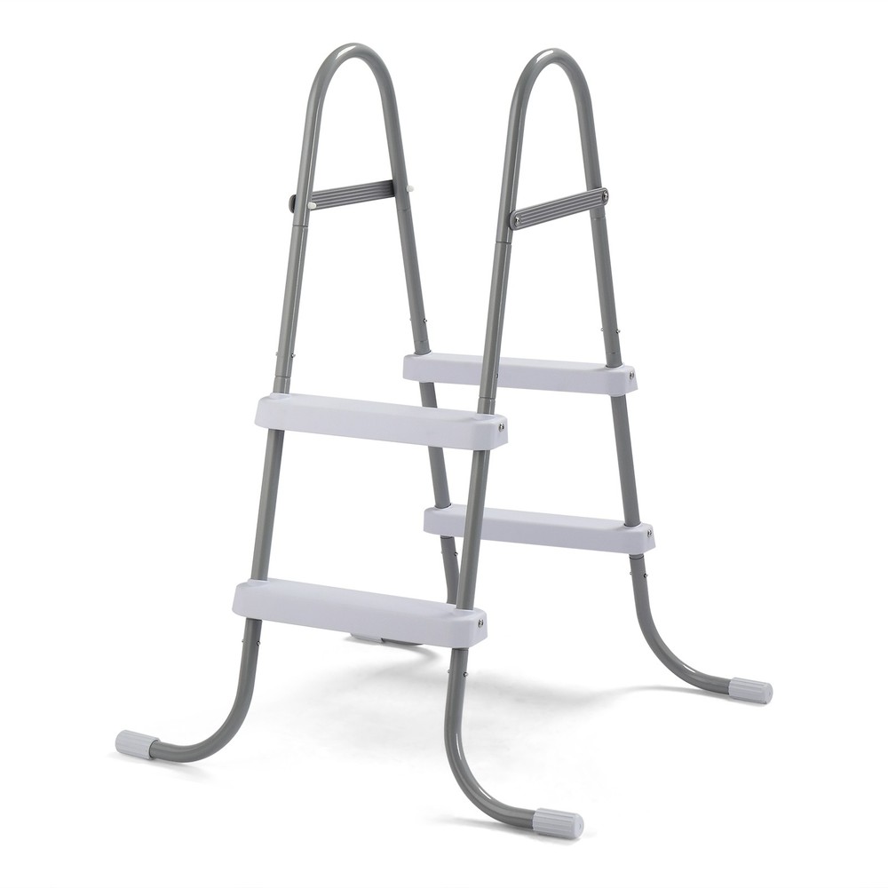 2 Steps 33in Pool Ladder Iron Grey Frame + White Steps NEW -