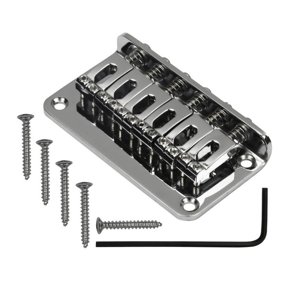 Metal Chrome 6-String Electric Guitar Fixed Bridge with 10.5mm String Space A