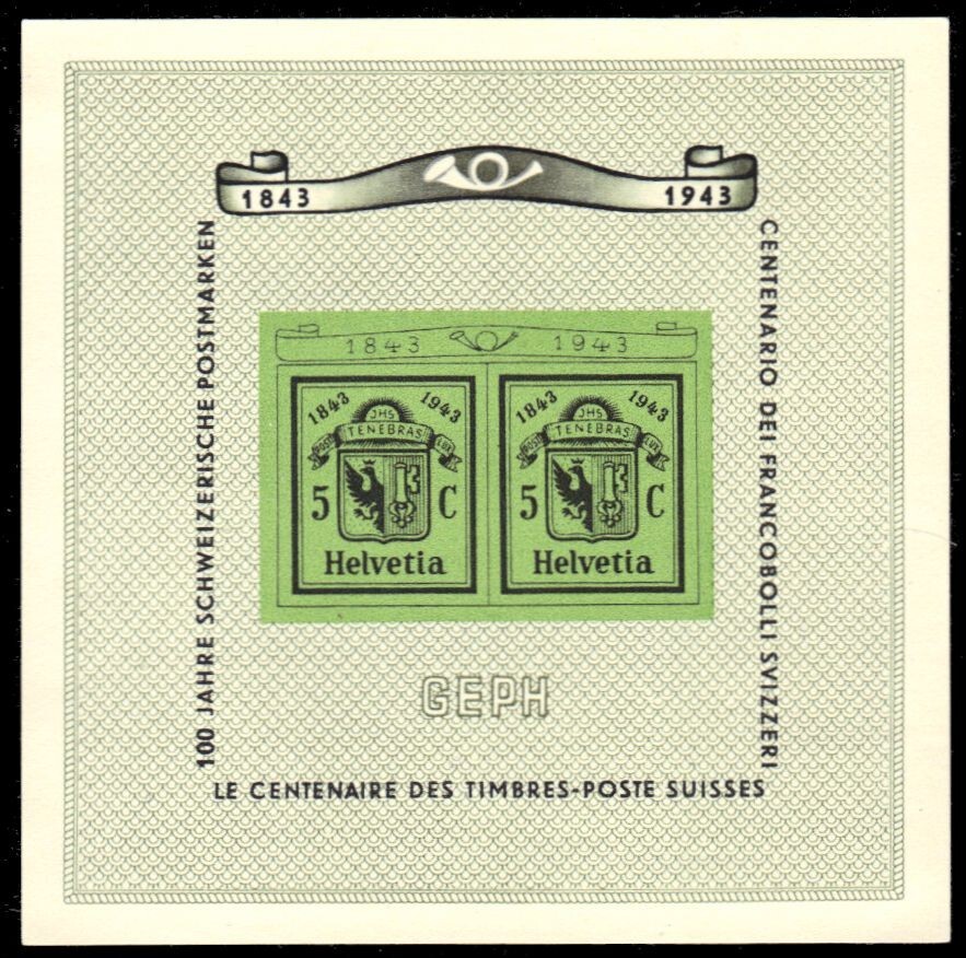 SWITZERLAND B132 - Geneva Postage Centenary "Souvenir Sheet" (pb62848)